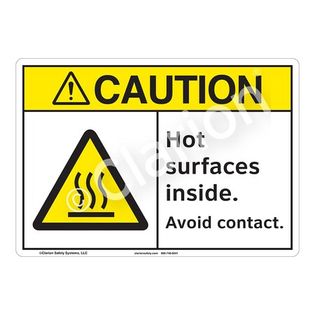 ANSI/ISO Compliant Caution Hot Surfaces Safety Signs Indoor/Outdoor Aluminum (BE) 10 X 7